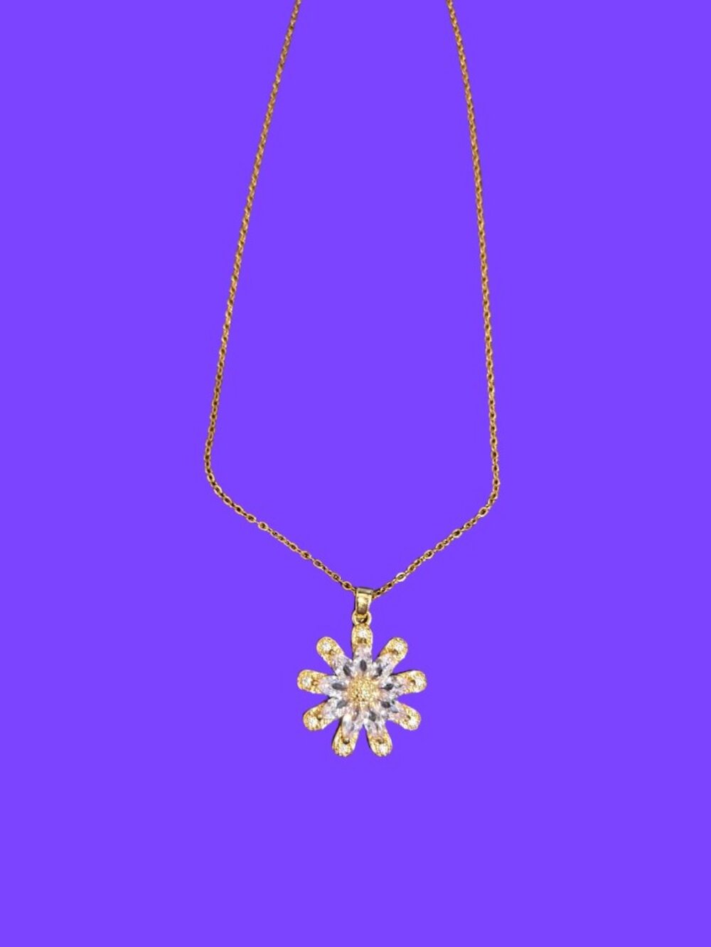 Flower Rhinestone Necklace~ 18 inch